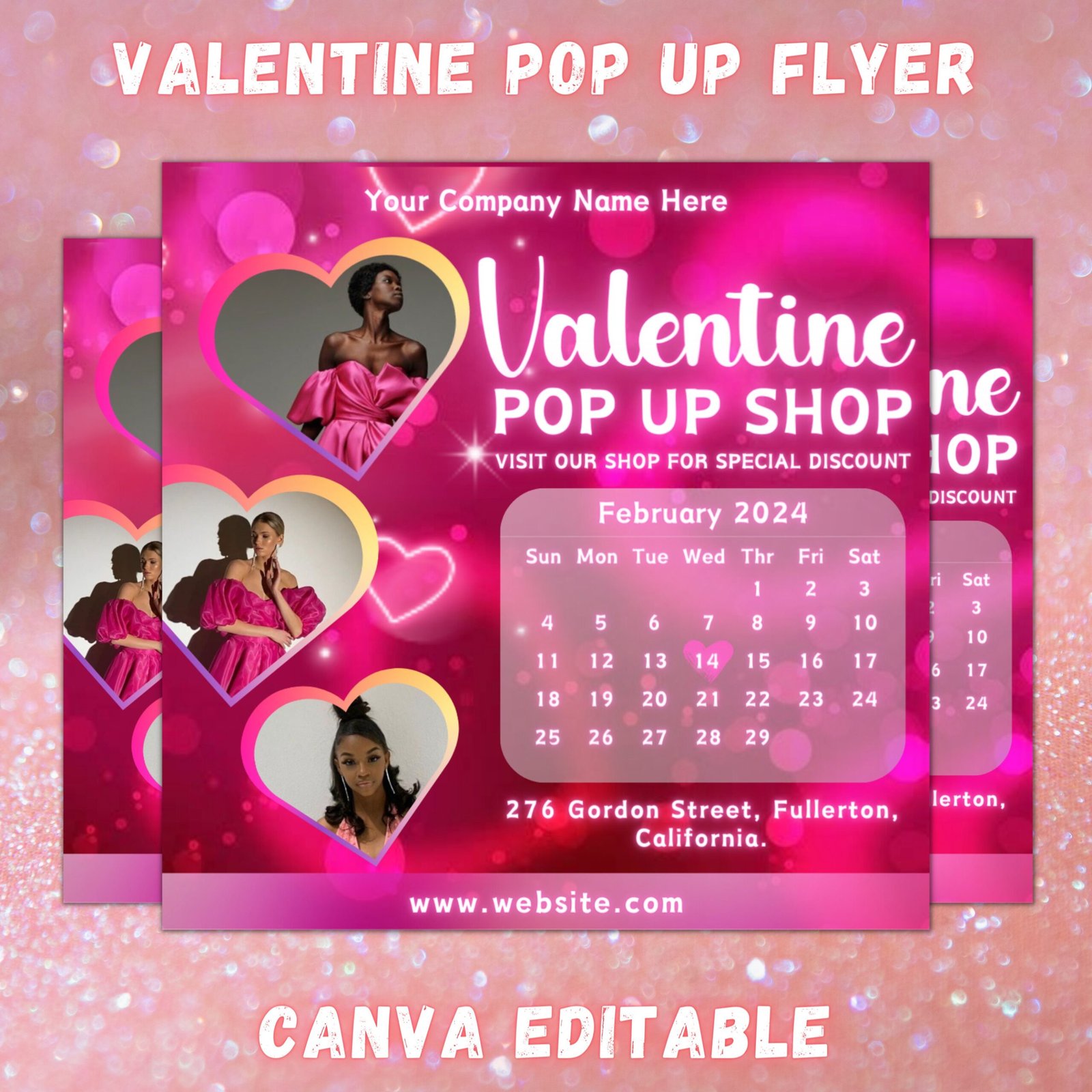 Editable valentine pop up shop flyer, valentines day flyer, pop up shop flyer, cute valentine's day flyer, february event pop up shop flyer
