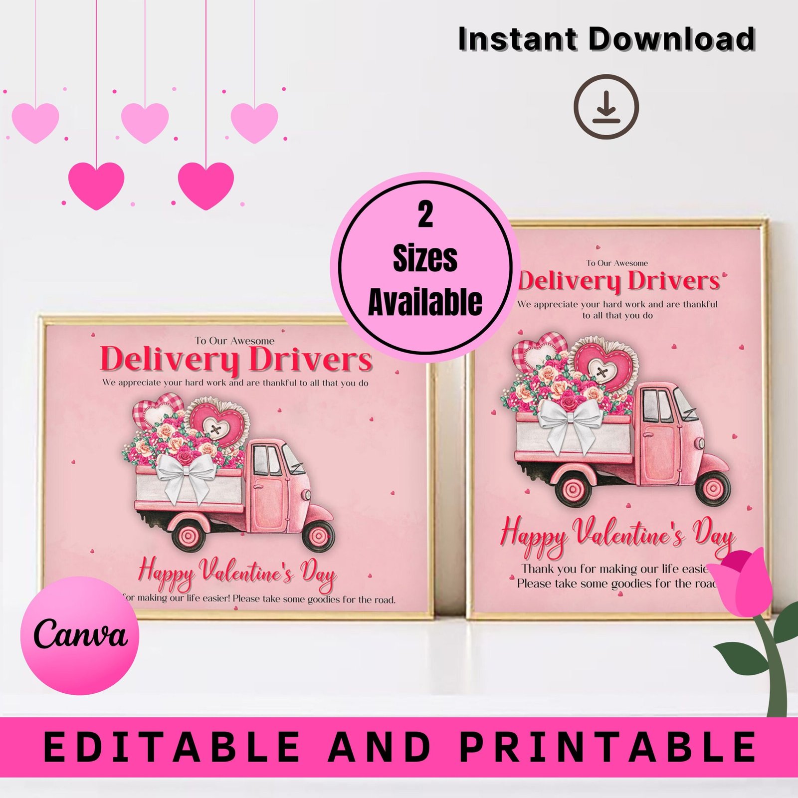 Valentines day delivery snack cart sign, delivery sign baby snacks, valentine thank you delivery driver printable, instant download