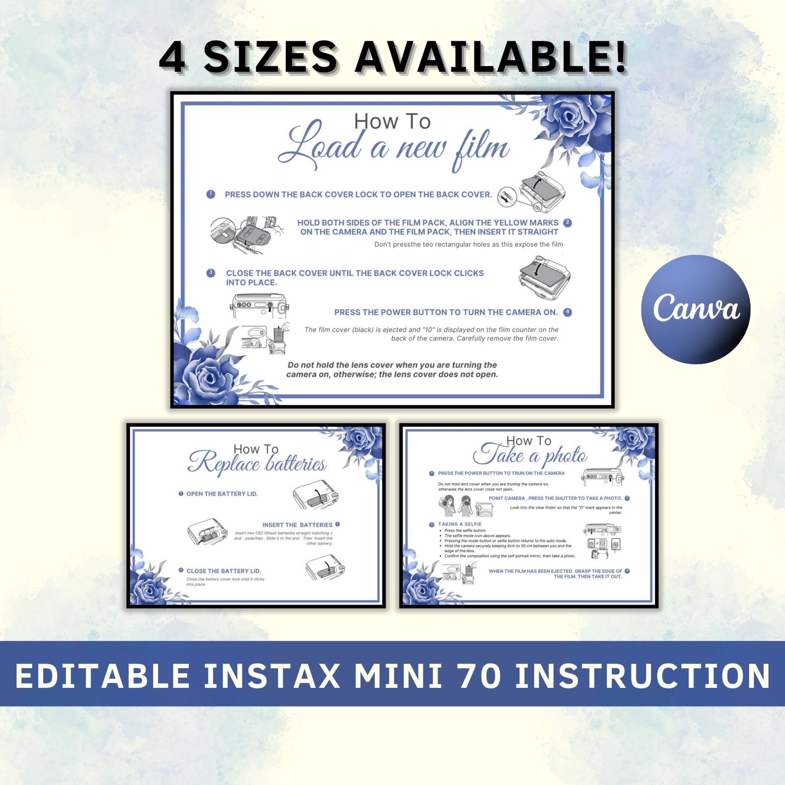 Instax mini 70 instruction sign, polaroid guest book sign, instax instruction, instax mini 70, how to load new film camera instructions sign