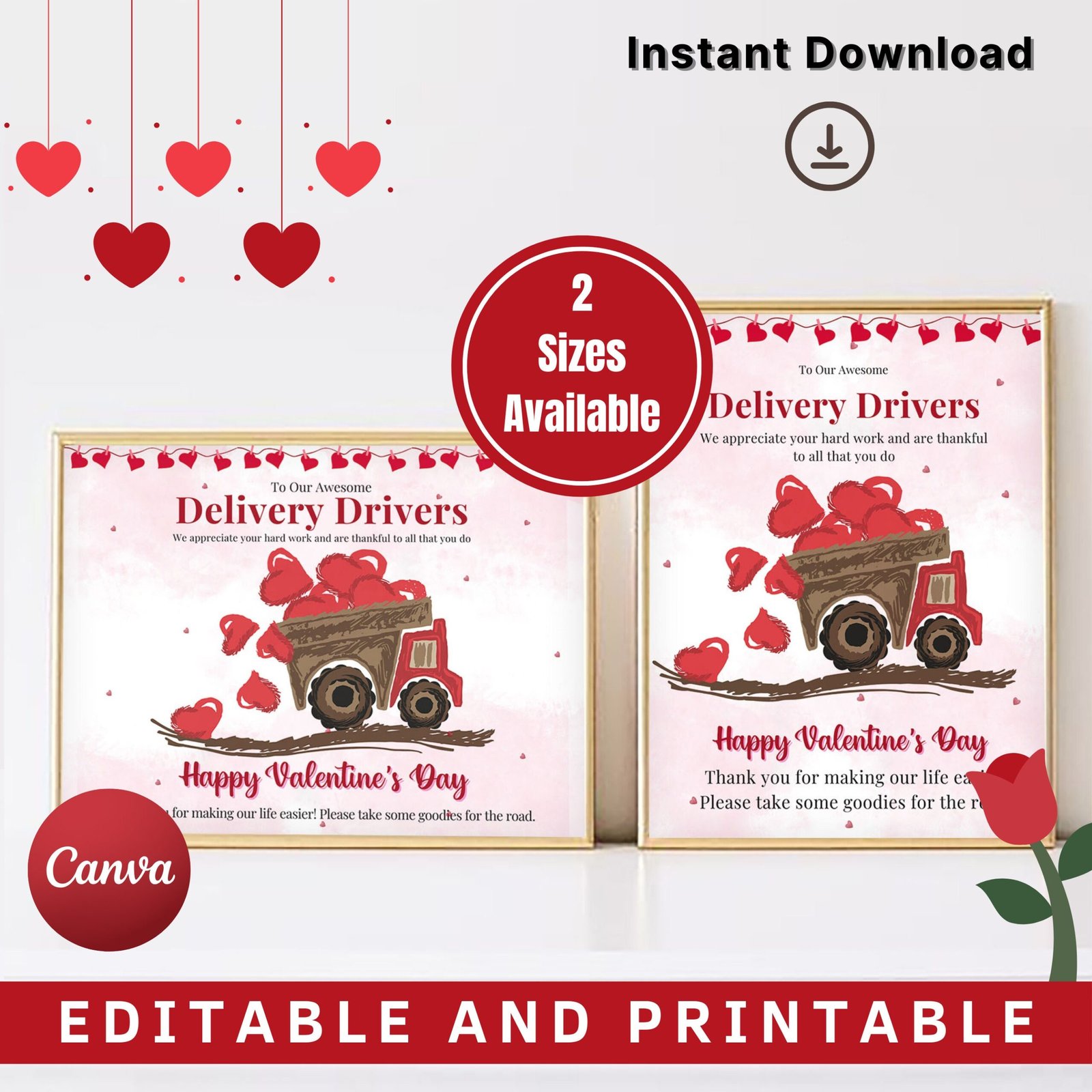 Bus delivery driver gift thank you snack & drink sign | mail deliveries printable | valentine's day thank you sign | digital download