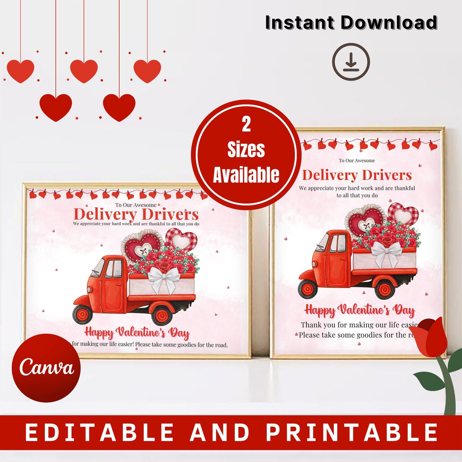 Valentines day delivery snack cart sign, delivery sign baby snacks, valentine thank you delivery driver printable, instant download