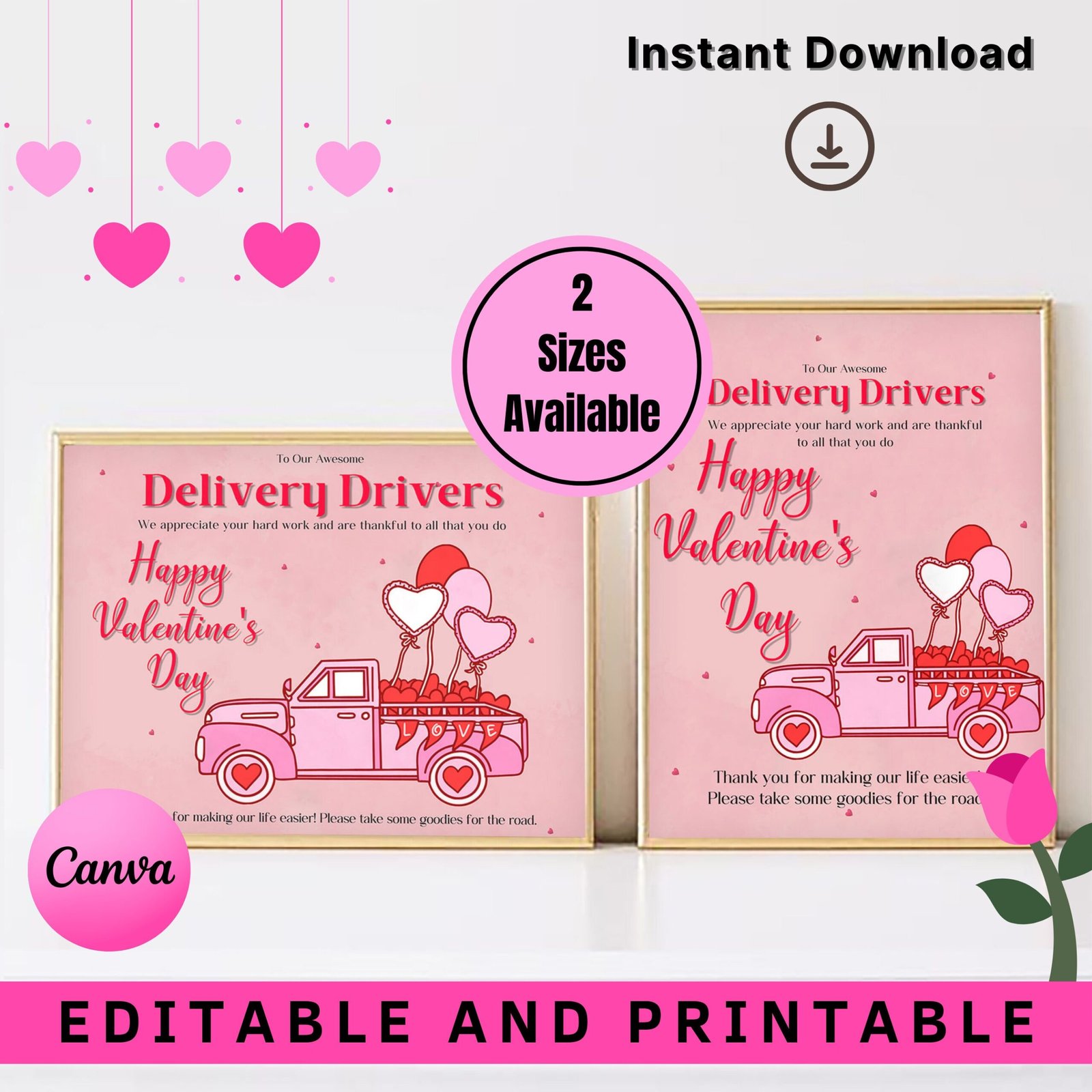 Valentines day delivery snack cart sign, delivery sign baby snacks, valentine thank you delivery driver printable, instant download