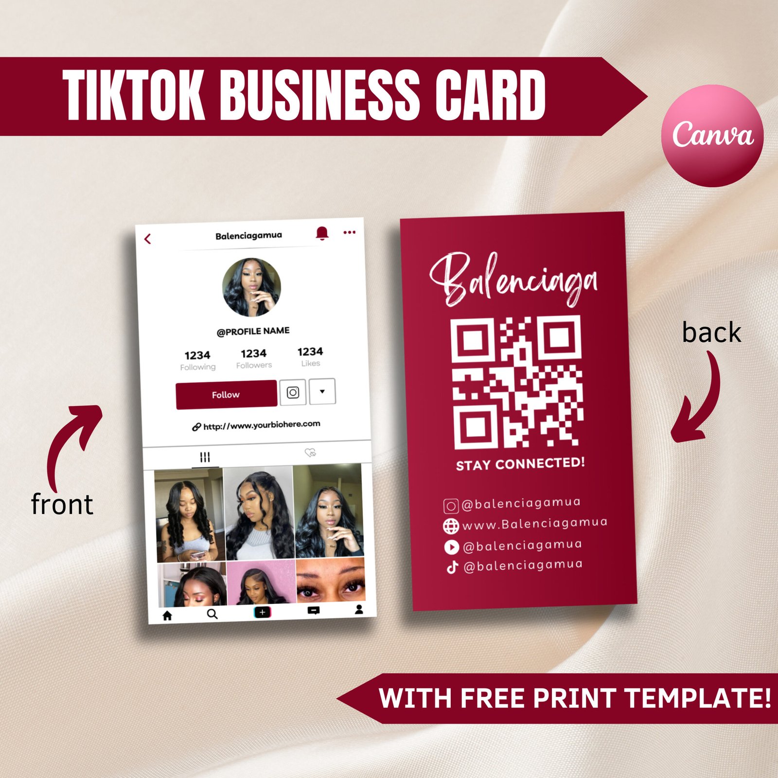 2024 Tiktok Business Card Template, Business Card For Tiktok Shop, Tiktok Business Template Canva, Shop Visiting Card Instant Download