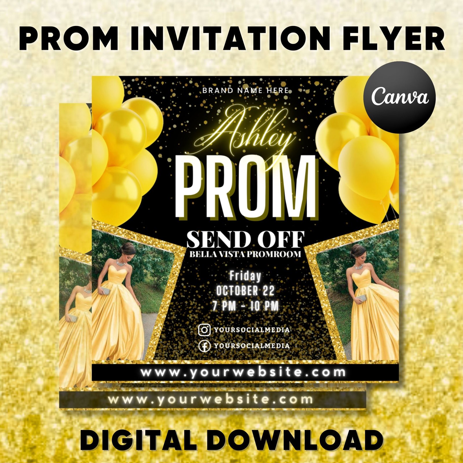Prom send off, prom invitation, prom send off invitation, prom flyer, prom sale flyer, diy flyer, editable template in canva