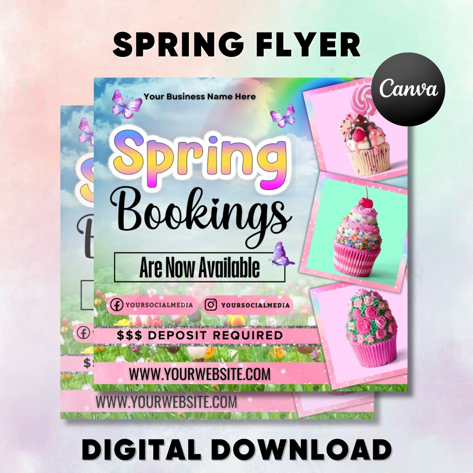 March bake sale flyer, spring bakery flyer template, sweet treats flyer, march dessert flyer, bake shop flyer, pastry flyer, cake flyer