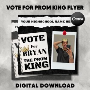 Vote For Prom King Flyer, Prom Send Off Flyer, Animated Prom Invitation Flyer, Prom Flyer, Graduation Flyer, Prom king Flyer, Canva Template