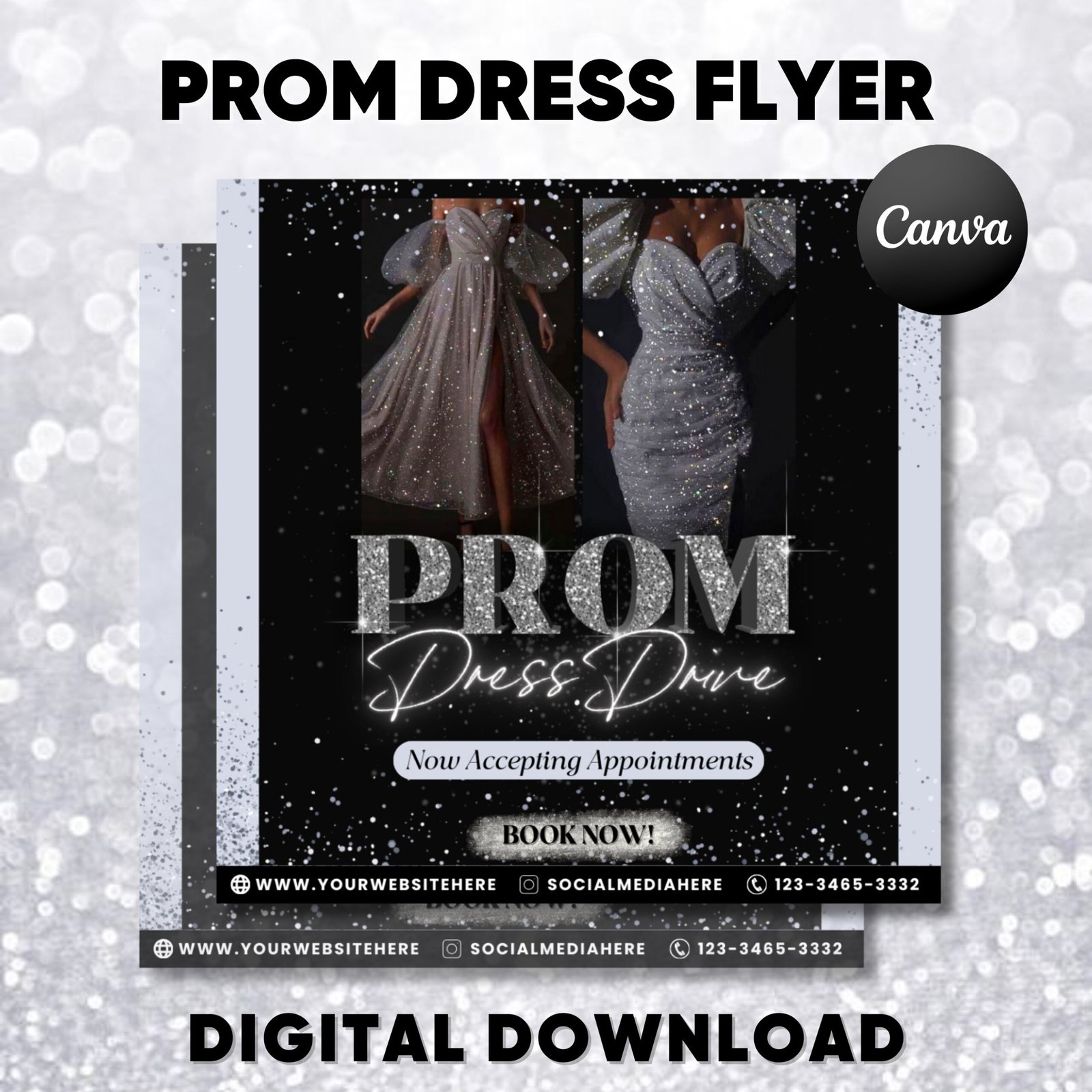 Prom dress flyer, prom send off flyer, prom flyer, prom send off invitation, prom fashion flyer, prom party celebration flyer canva