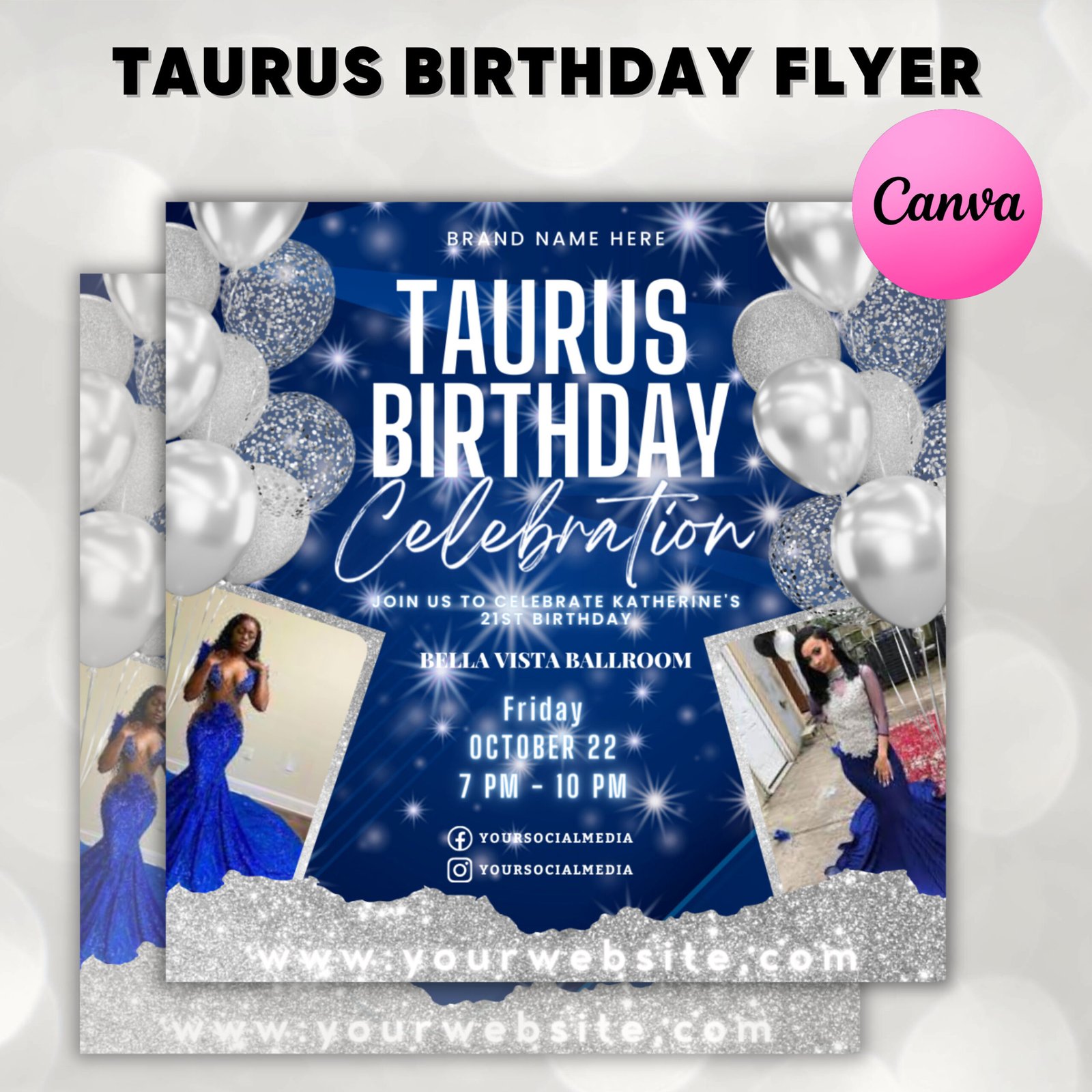 Taurus Birthday Flyer For canva, Taurus Club Flyer, Birthday invitation for girl, Taurus Bash Flyer, Celebration Flyer, Birthday night flyer