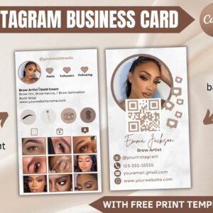 Instagram business card 2023, diy canva business card template design, qr code business card, influencer cards, influencer cards, editable