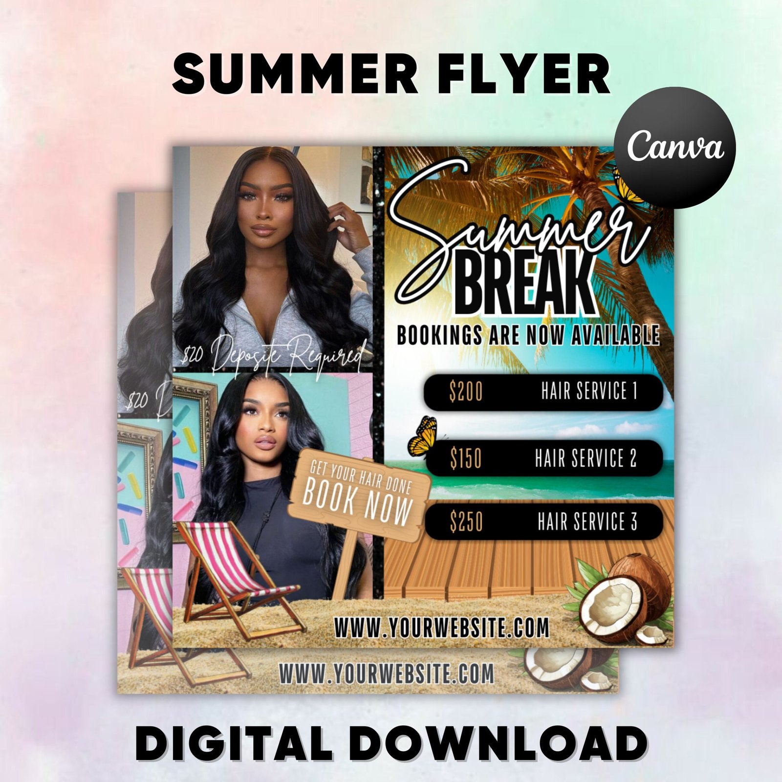Hello summer flyer. summer party flyer, summer beach party, dj pool party flyer, party invitation, summer event flyer, summer break flyer