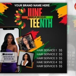 Juneteenth flyer, june book now flyer, juneteenth bookings flyer, june sale flyer, event flyer, juneteenth social media flyer canva template