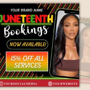 Juneteenth flyer, june book now flyer, juneteenth bookings flyer, june sale flyer, event flyer, juneteenth social media flyer canva template
