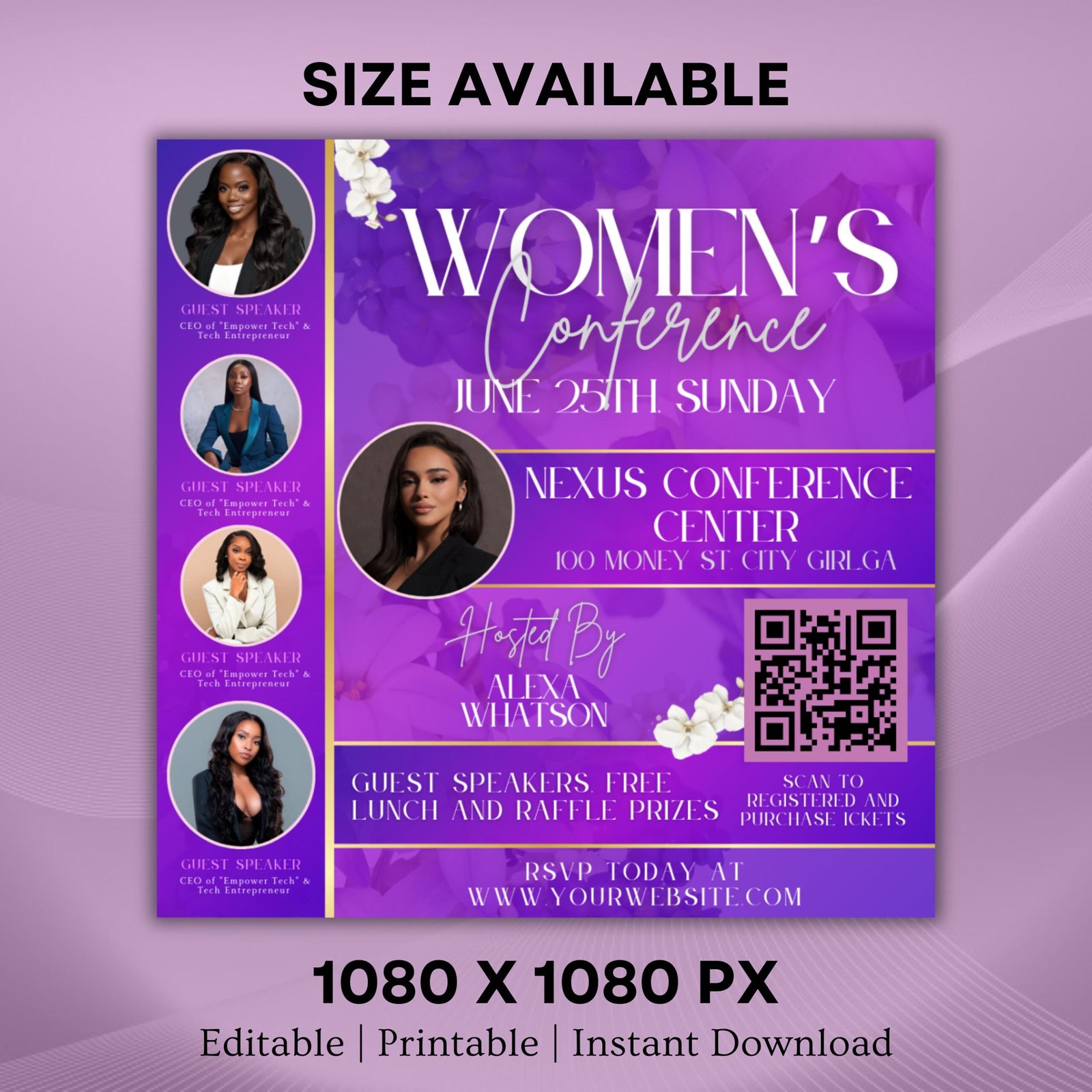 Women's Conference Flyer Canva template, Women Empowerment Flyer, Conference Instagram Post Flyer,Meeting events, printable Digital download - Image 3