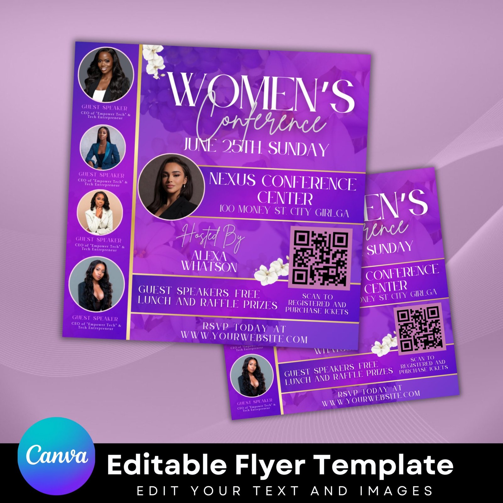 Women's conference flyer canva template, women empowerment flyer, conference instagram post flyer,meeting events, printable digital download