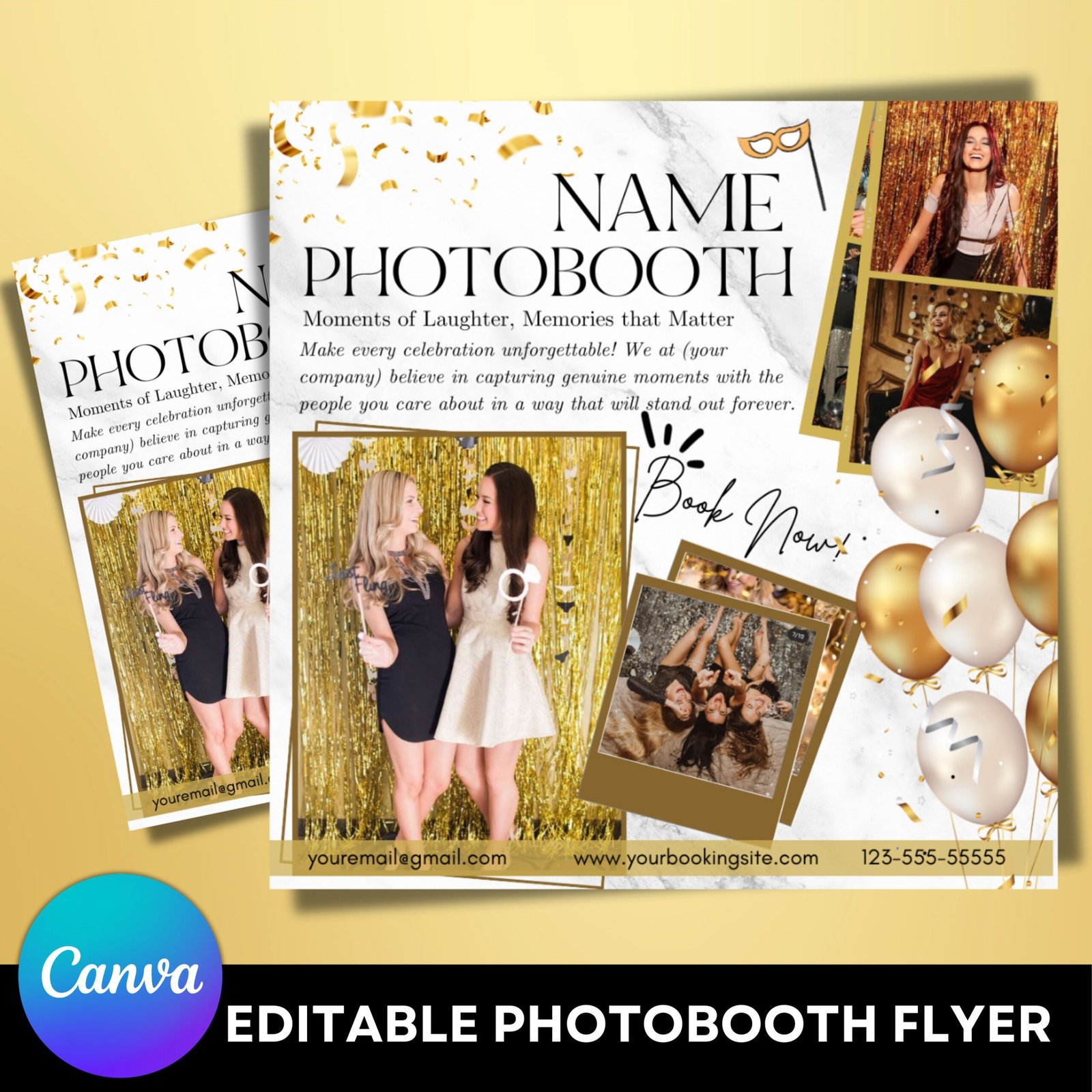 Editable Photobooth Flyer Canva template,DIY Party Rental Flyer,Instagram Post Socialmedia Template,Photobooth Marketing Advertisement flyer