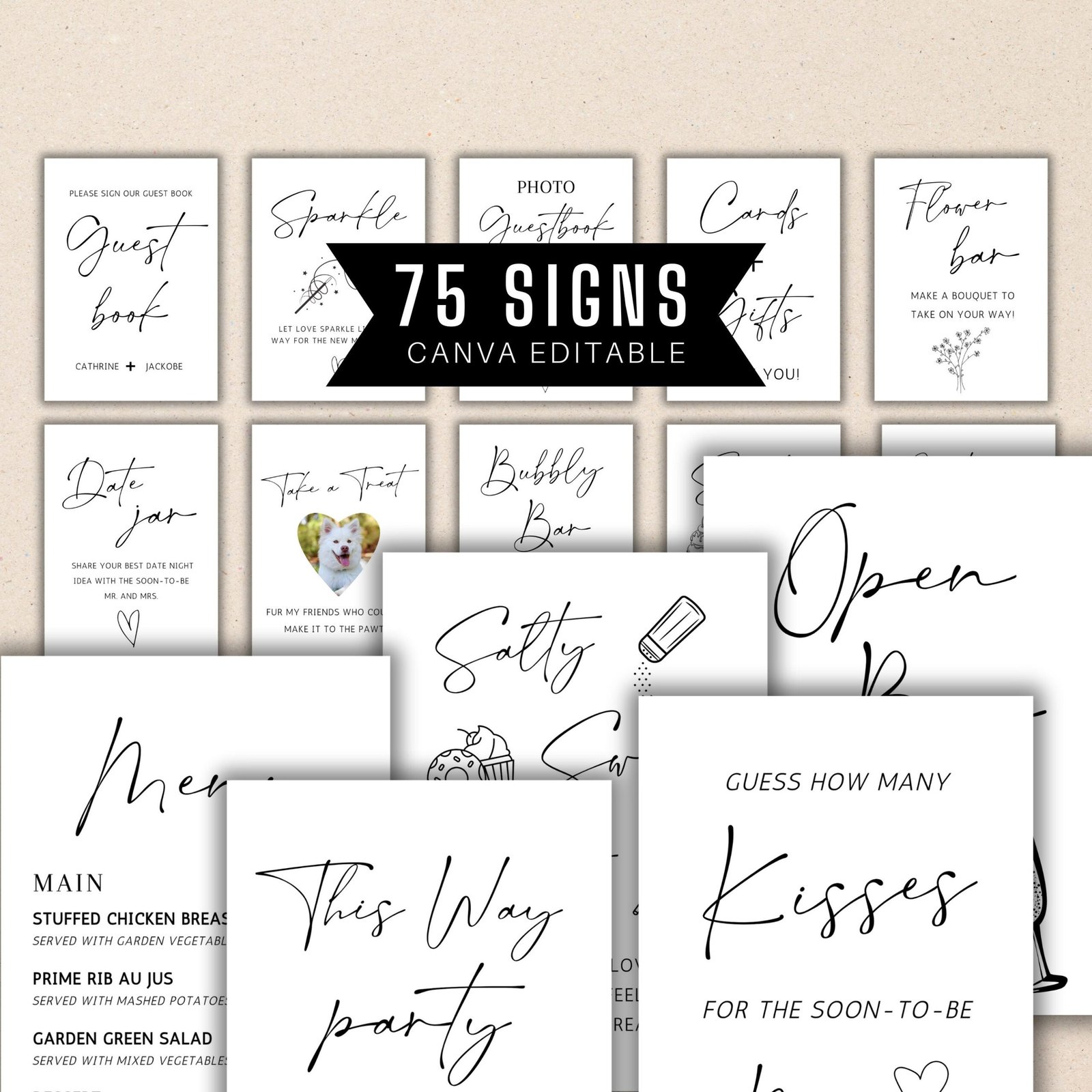 Minimalist Wedding Sign Template Bundle,Modern Minimalist Wedding Signs, Reception Sign Bundle, Editable Template Bundle,boho wedding bundle