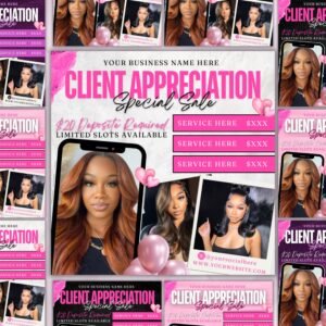 Client Appreciation Flyer, Client Appreciation Sale Flyer, Book Now Flyer, Hairstylist Flyer Nail Lash Tech, Wigs Braid Flyer Canva Template