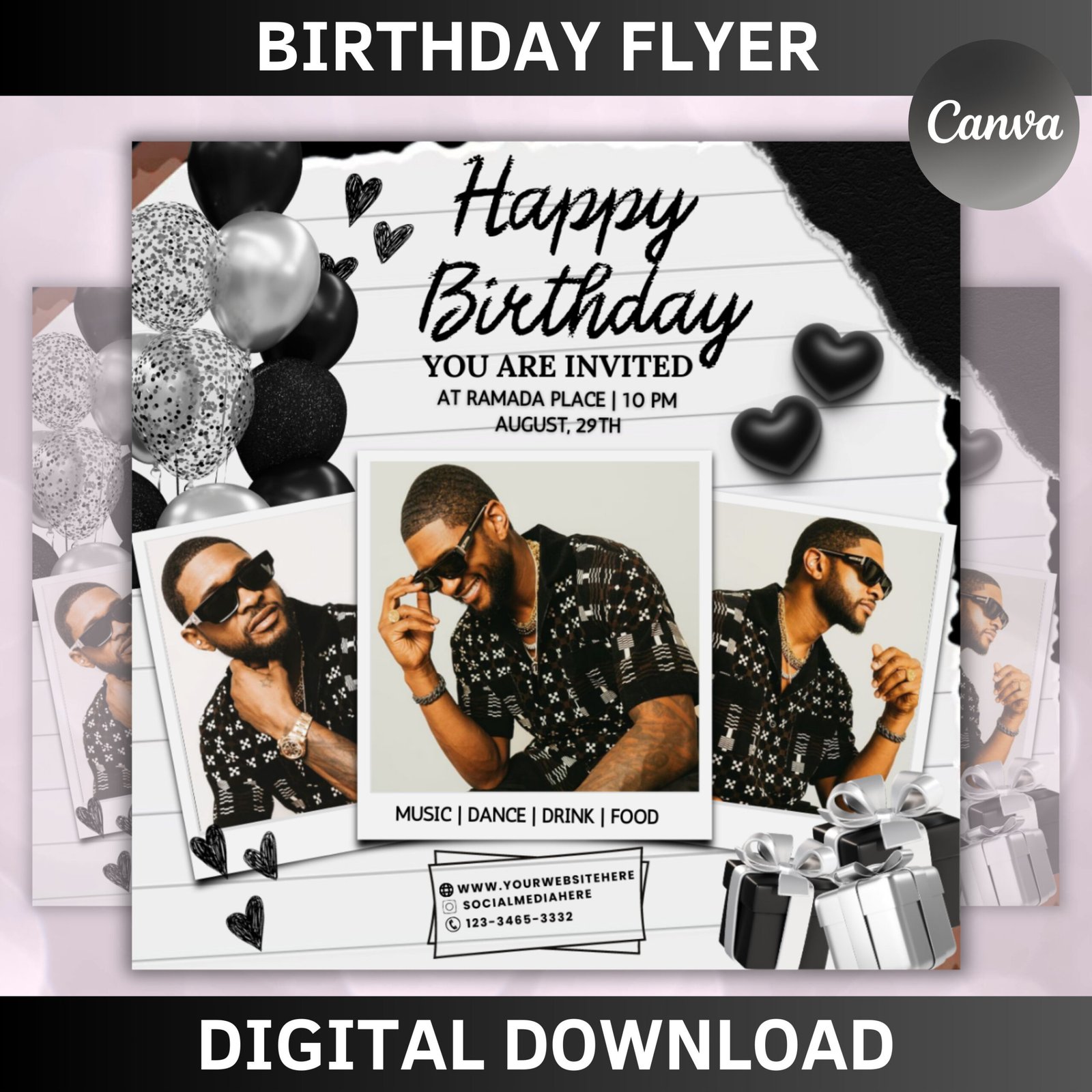 Men Birthday Invitation Template, Men Birthday Party Flyer, Happy Birthday Flyer, Birthday Party Invitation, Birthday Flyer BOY Party Invite