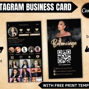 Instagram business card 2024, diy canva business card template design, qr code business card, influencer cards, influencer cards, editable
