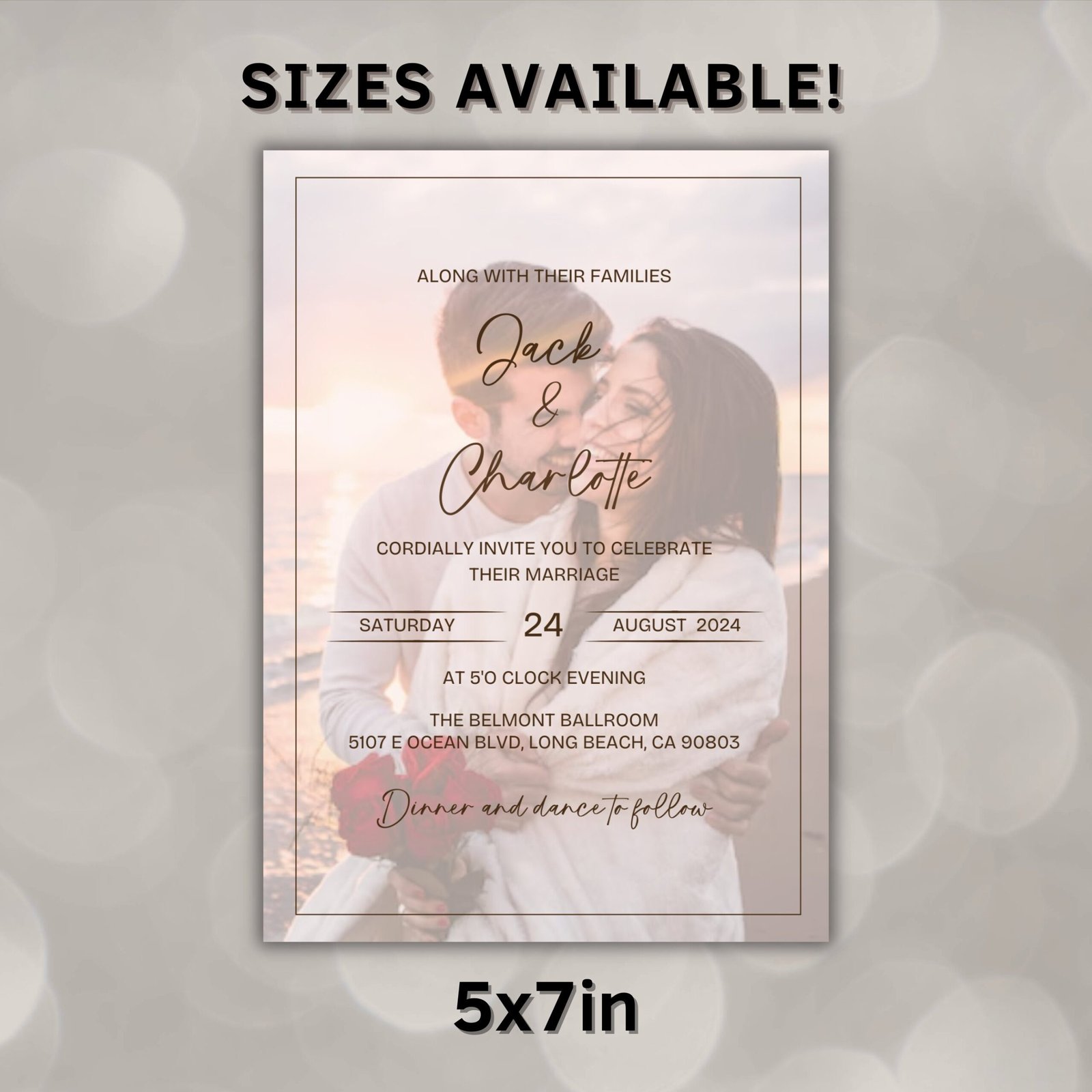 Wedding Photo Invite canva Template, Simple wedding Invitation with photos, wedding Photo Invitation, wedding Invitation digital download - Image 4