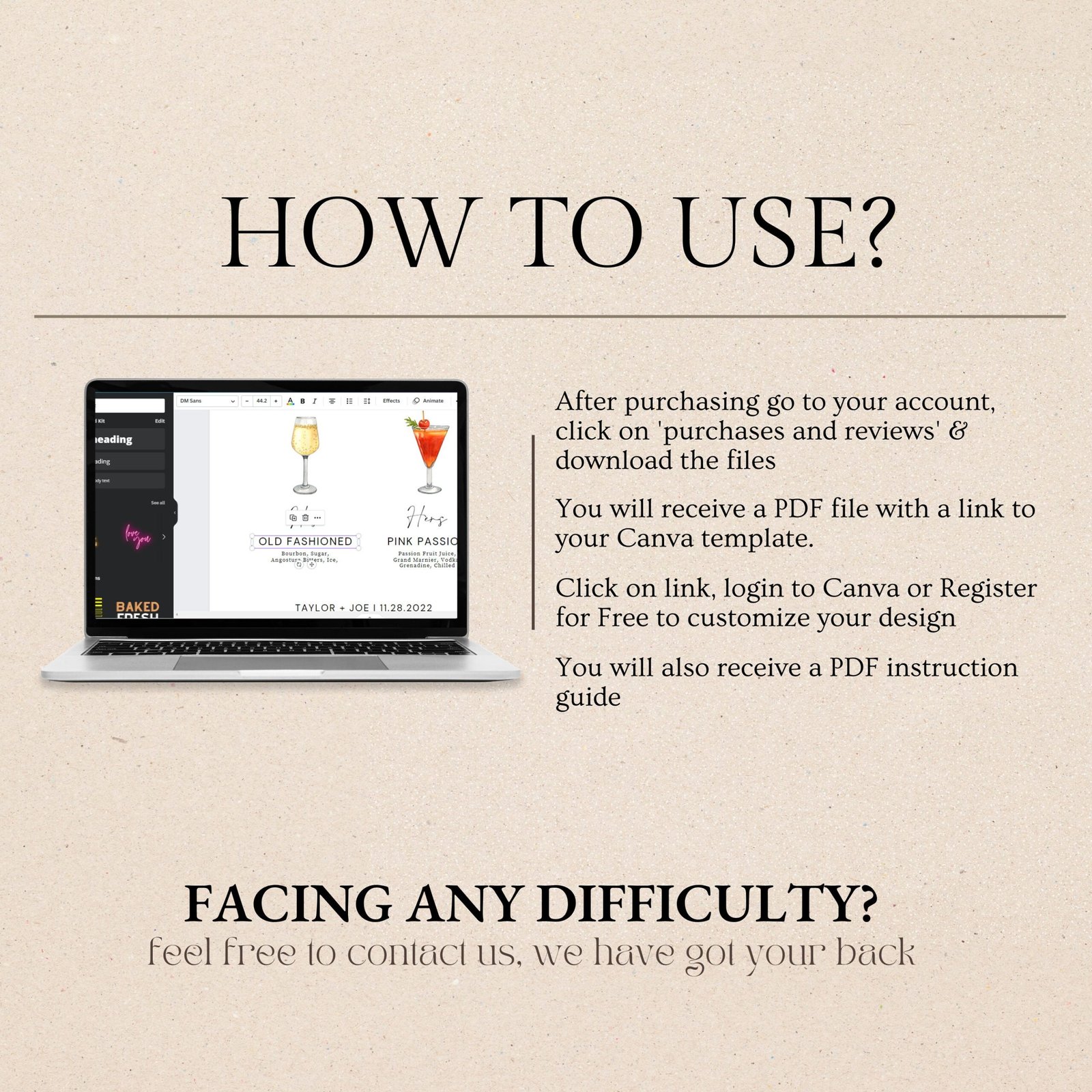 Wedding Photo Invite canva Template, Simple wedding Invitation with photos, wedding Photo Invitation, wedding Invitation digital download - Image 5