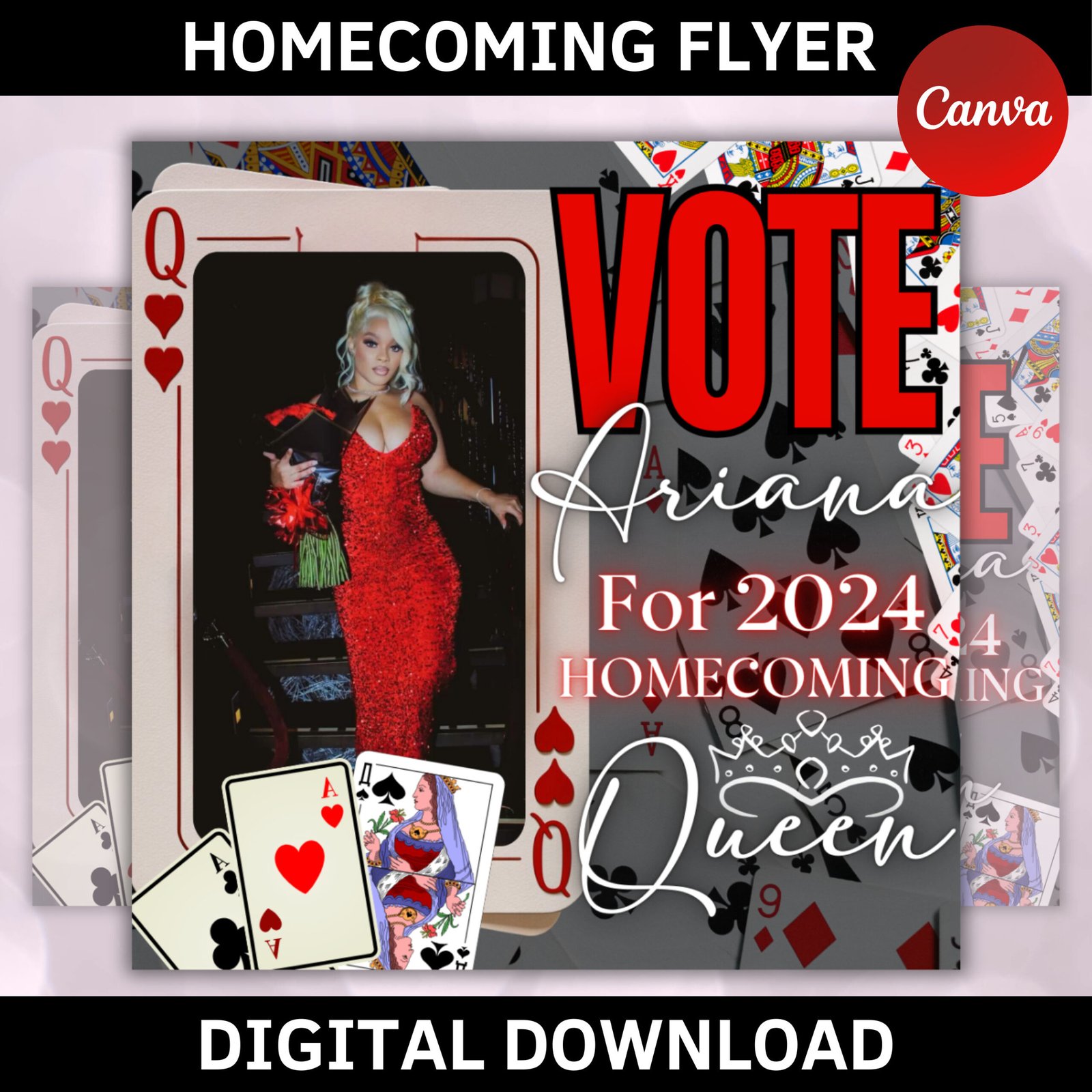 Vote homecoming queen flyer, homecoming flyer, campaign flyer, class campaign flyer, election flyer prom queen flyer | diy editable template