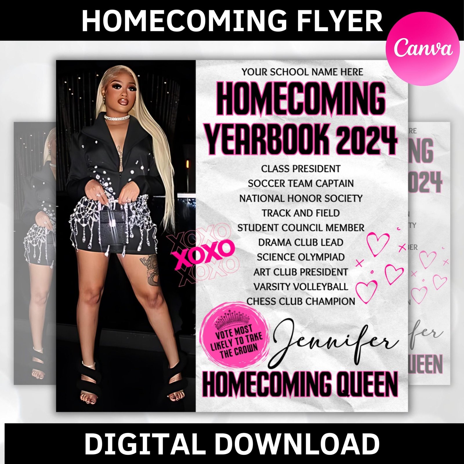 Vote homecoming queen flyer, homecoming flyer, campaign flyer, class campaign flyer, election flyer prom queen flyer | diy editable template