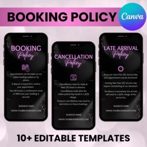 10+ Booking Policy Templates, Editable Booking Policies For Instagram Story, Canva Booking Policy For Lash, Nail, Hair, Cancellation Policy