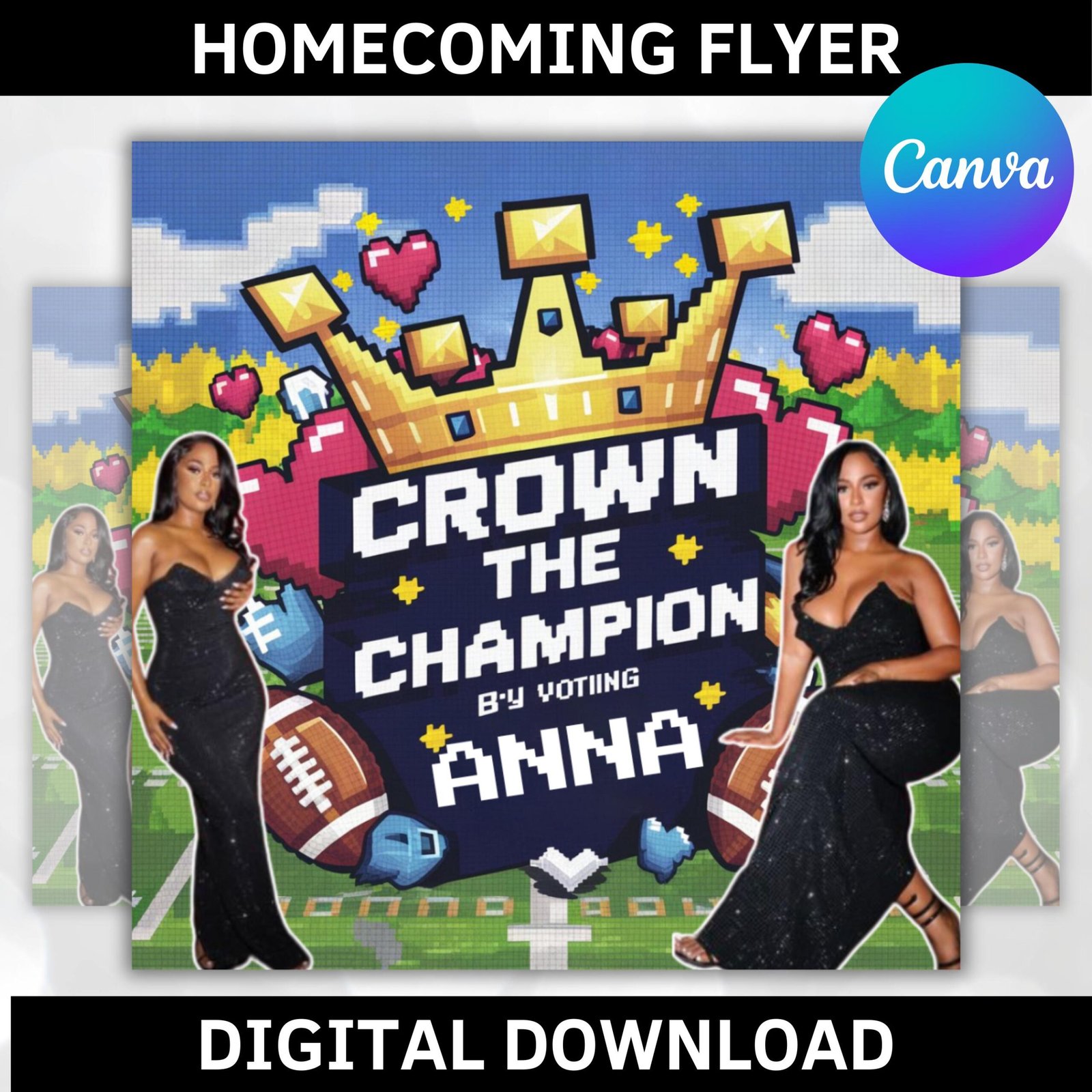Homecoming flyer, vote homecoming queen flyer, campaign flyer, class campaign flyer, prom queen flyer, election flyer, canva templates