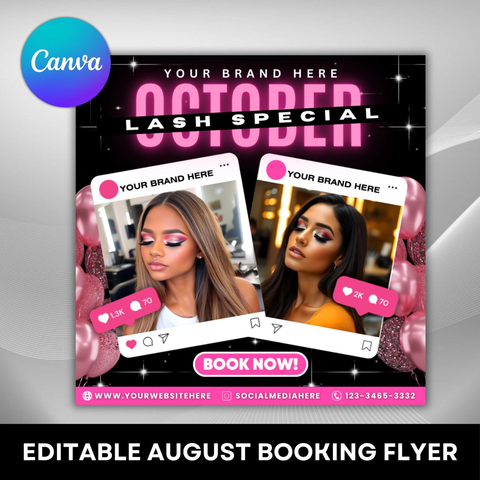 October booking flyer, diy hair lash makeup nail appointments available flyer, halloween booking flyer, social media flyer, canva editable