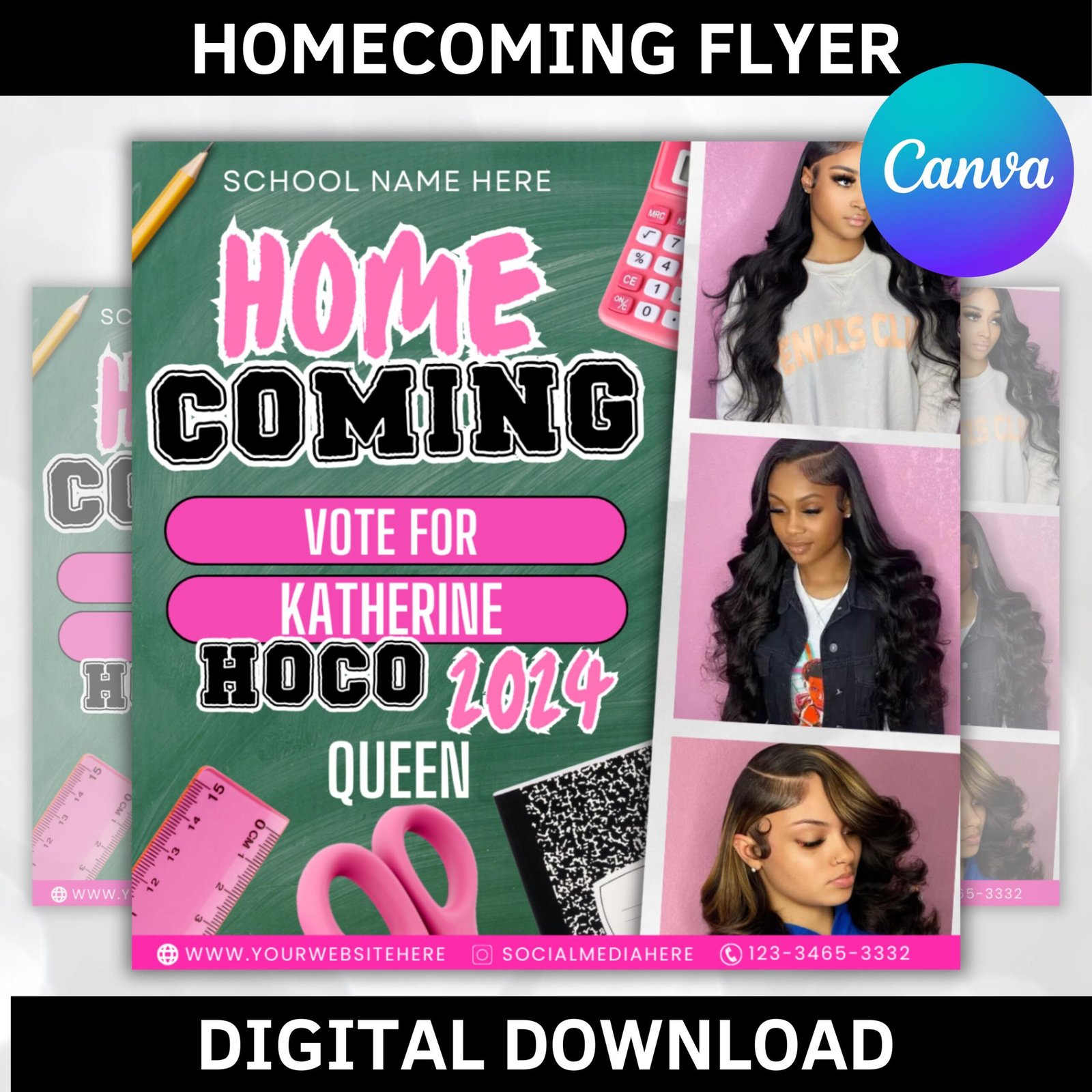 Homecoming flyer, vote homecoming queen flyer, campaign flyer, class campaign flyer, prom queen flyer, election flyer, canva templates