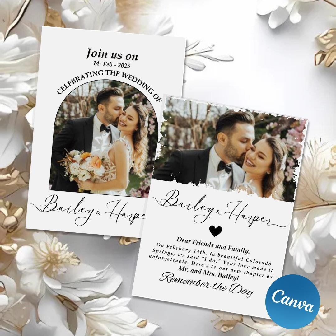 Elopement announcement, elopement wedding announcement card, photo elopement announcement card, we eloped invitation,