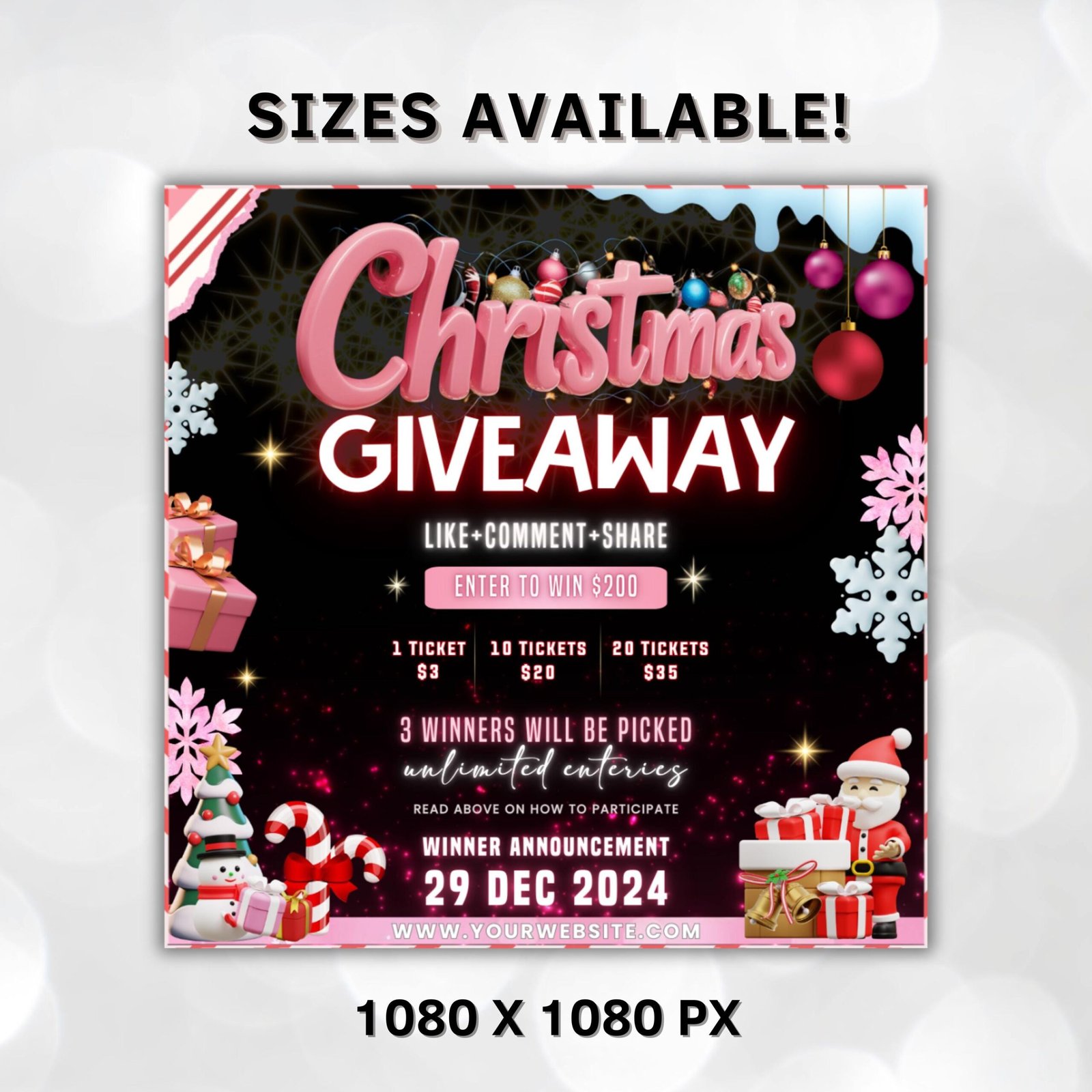 Christmas Raffle Flyer, Christmas Flyer, DIY Flyer Design Template, Giveaway Flyer, Social Media Flyer, Premade Business Flyer - Image 4