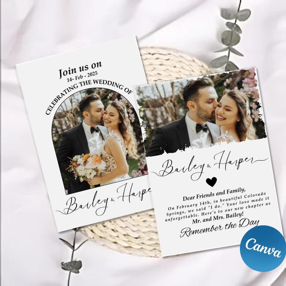 Elopement announcement, elopement wedding announcement card, photo elopement announcement card, we eloped invitation,