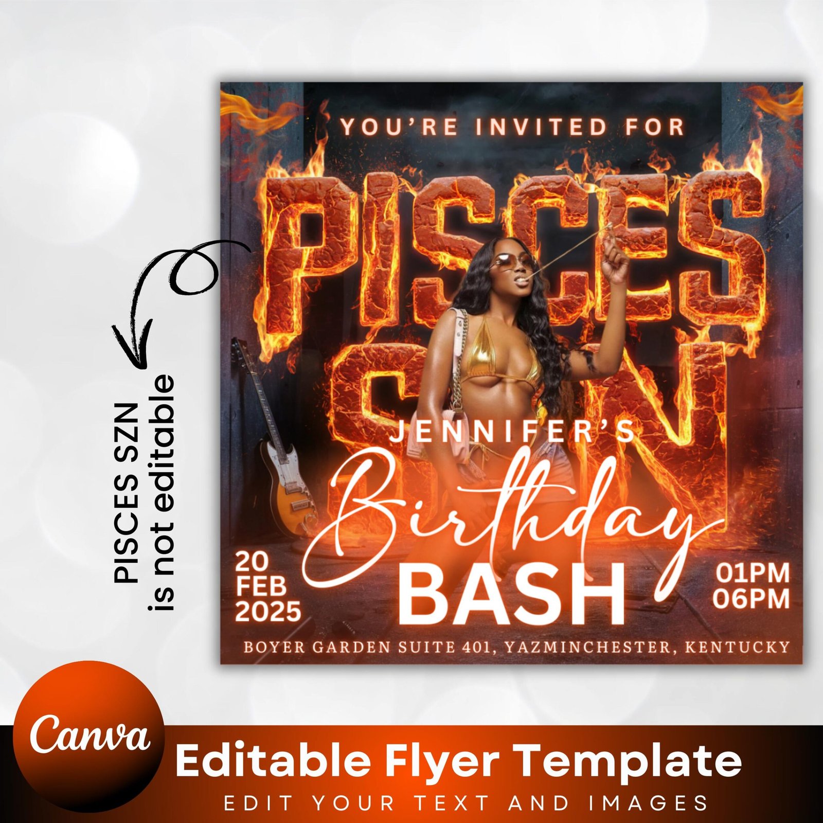 Pisces Birthday Flyer, Pisces Flyer, Birthday flyer, Pisces Bash Flyer, Bday Flyer, Birthday Event, Invitation Flyer, Canva Template - Image 3