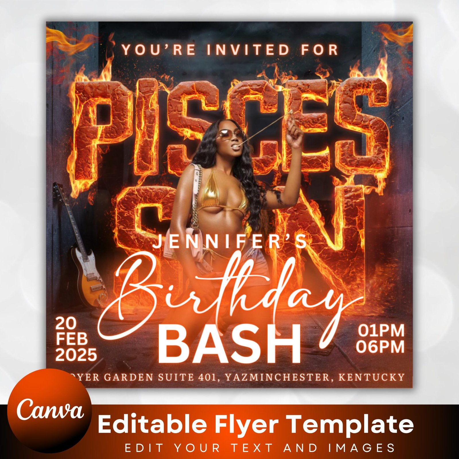 Pisces Birthday Flyer, Pisces Flyer, Birthday flyer, Pisces Bash Flyer, Bday Flyer, Birthday Event, Invitation Flyer, Canva Template - Image 2