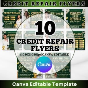 Credit Repair Flyer Bundle , DIY Flyer Template Design, Editable Flyer, Consultation Services Flyers, Canva Credit Repair Flyer Template