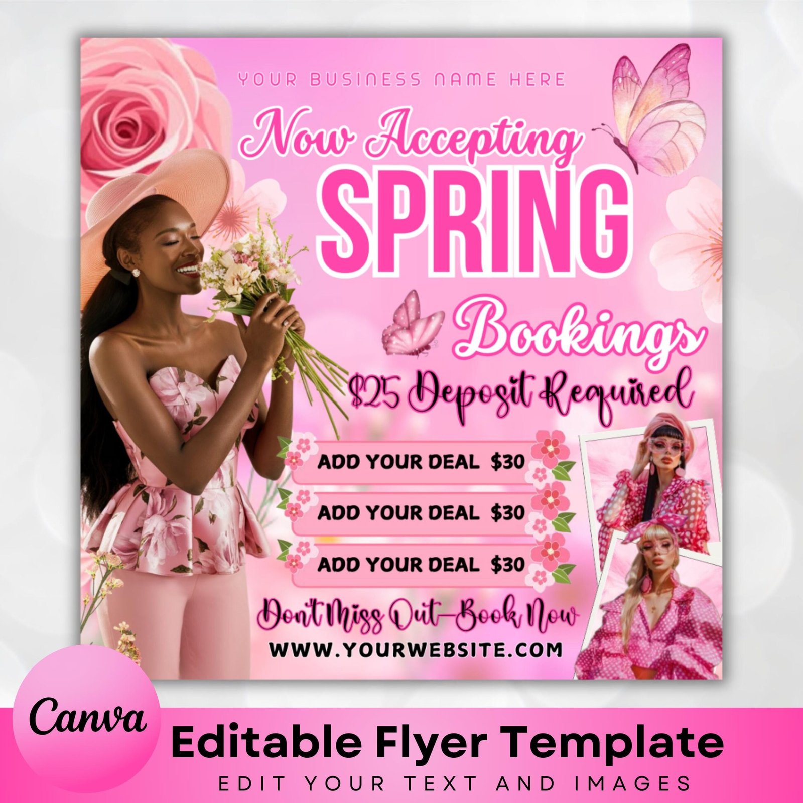 Spring Booking Flyer, Spring Special Deal, March April May Booking Fly Wig Install Flyer, Hair Special Flyer, Wig Hair lash Canva Template - Image 2