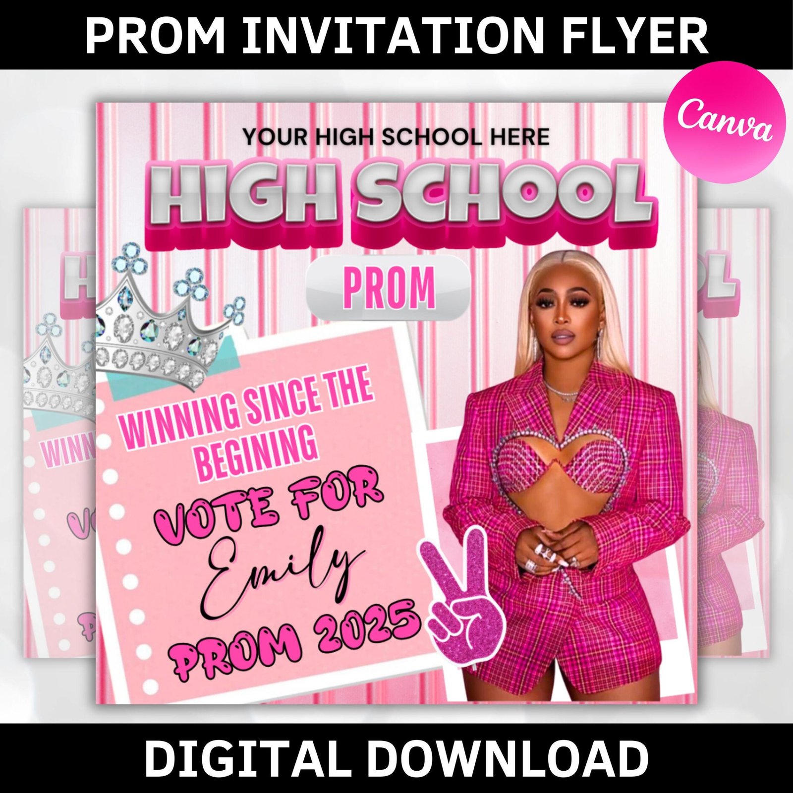 Vote For Prom Queen Flyer, Prom Send Off Flyer, Prom Invitation Flyer, Prom Flyer, Graduation Flyer, Prom Queen Flyer, Canva Template
