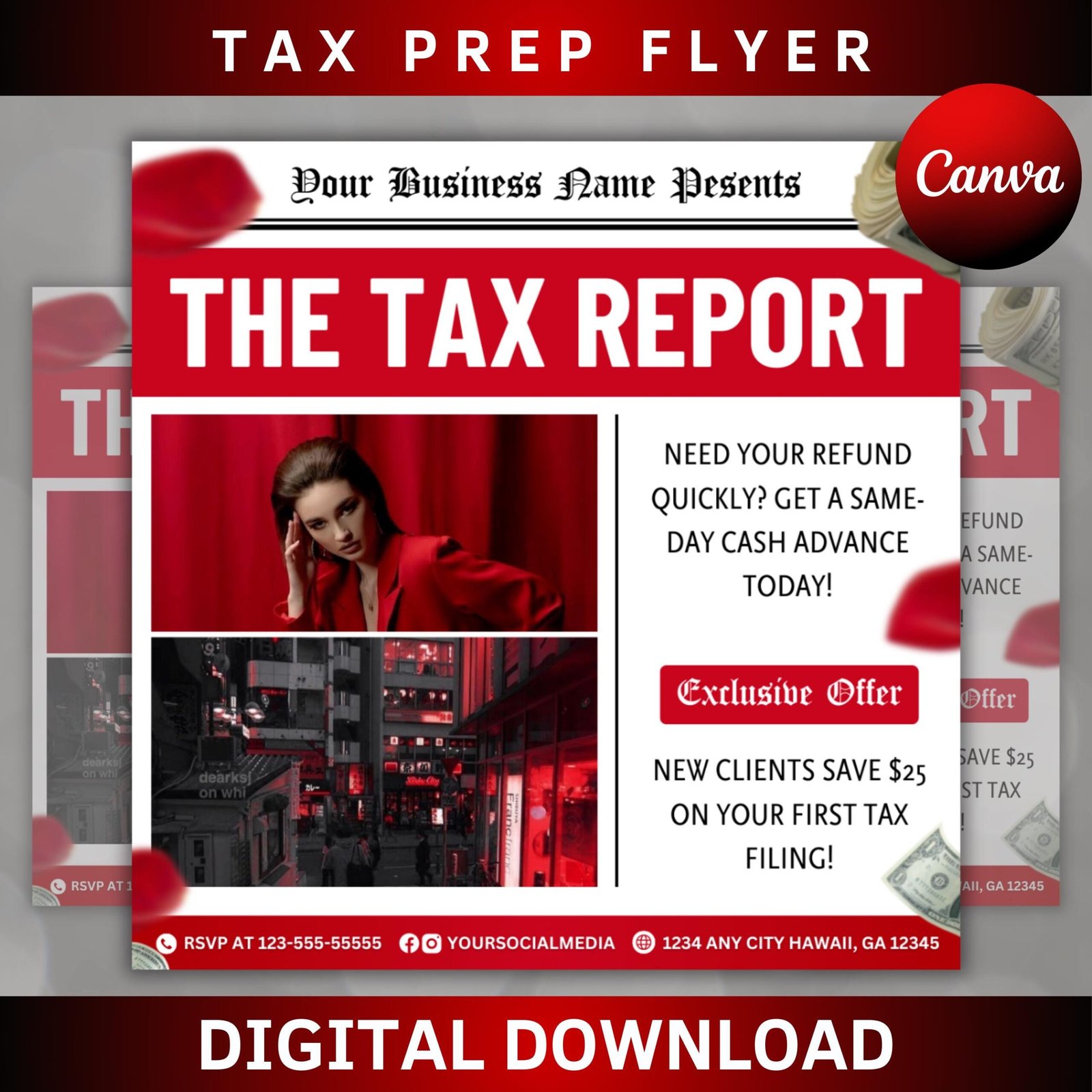 Tax Prep Flyer, Tax Prep Instagram, Tax Flyer Template, Preparation Flyers, Tax Prep Templates, Tax Preparation Post
