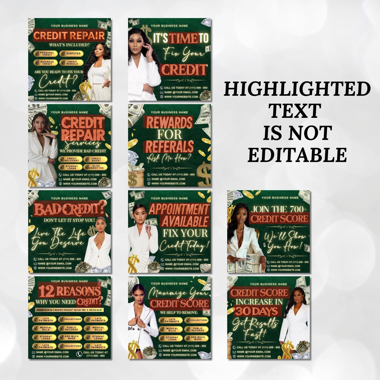 Credit Repair Flyer Bundle , DIY Flyer Template Design, Editable Flyer, Consultation Services Flyers, Canva Credit Repair Flyer Template - Image 6