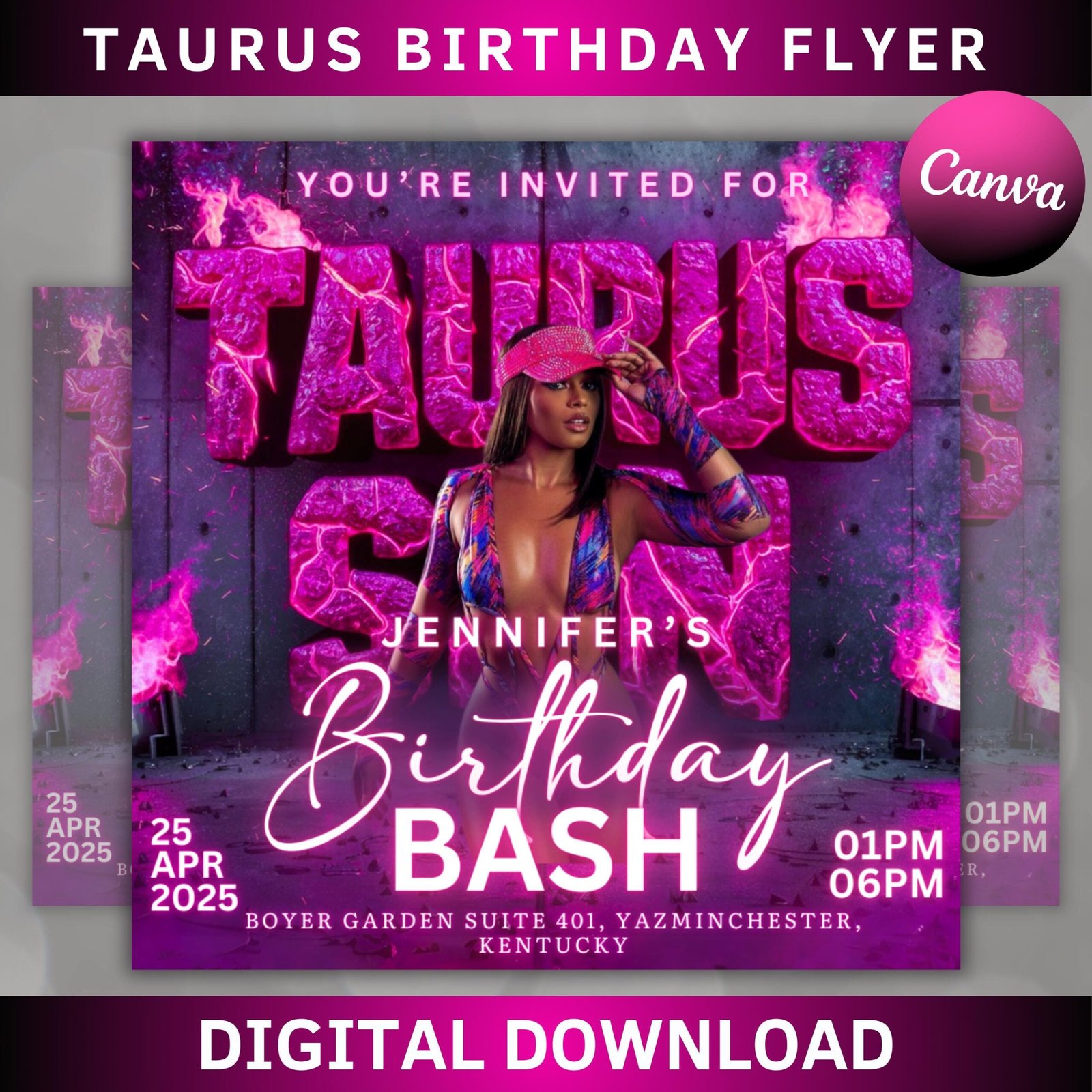 Taurus season party flyer, birthday szn flyer, taurus invitation flyer, taurus birthday event, social media flyer, premade flyer template