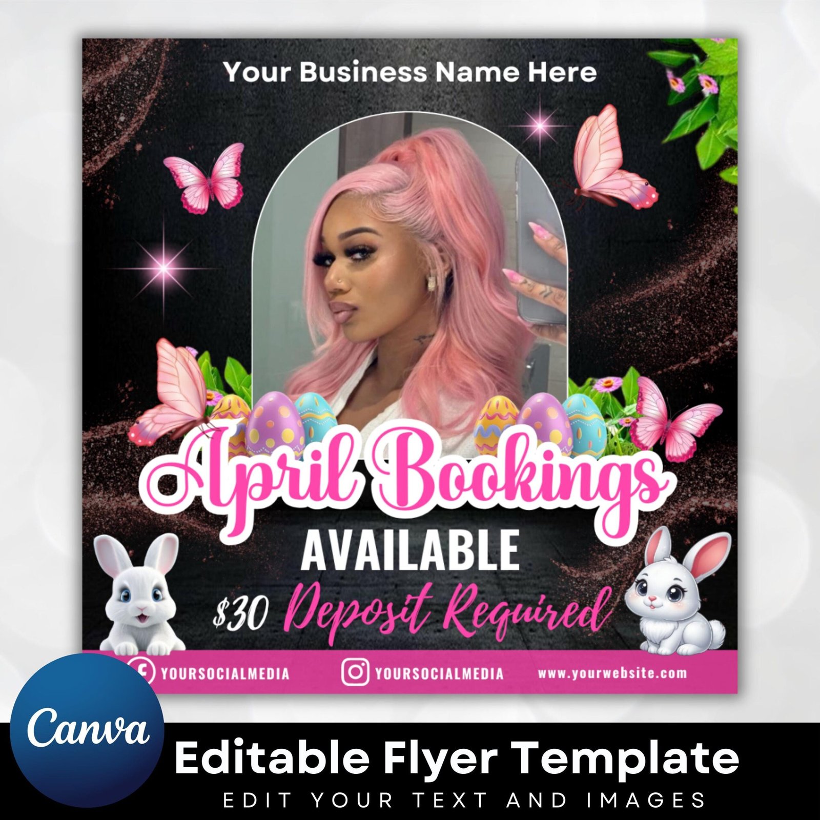 April Booking Flyer Canva Template, Diy April Flyer, Hair Flyer, Easter Booking Flyer, Springs Flyers, April Makeup Flyer, Book Now Flyer - Image 2