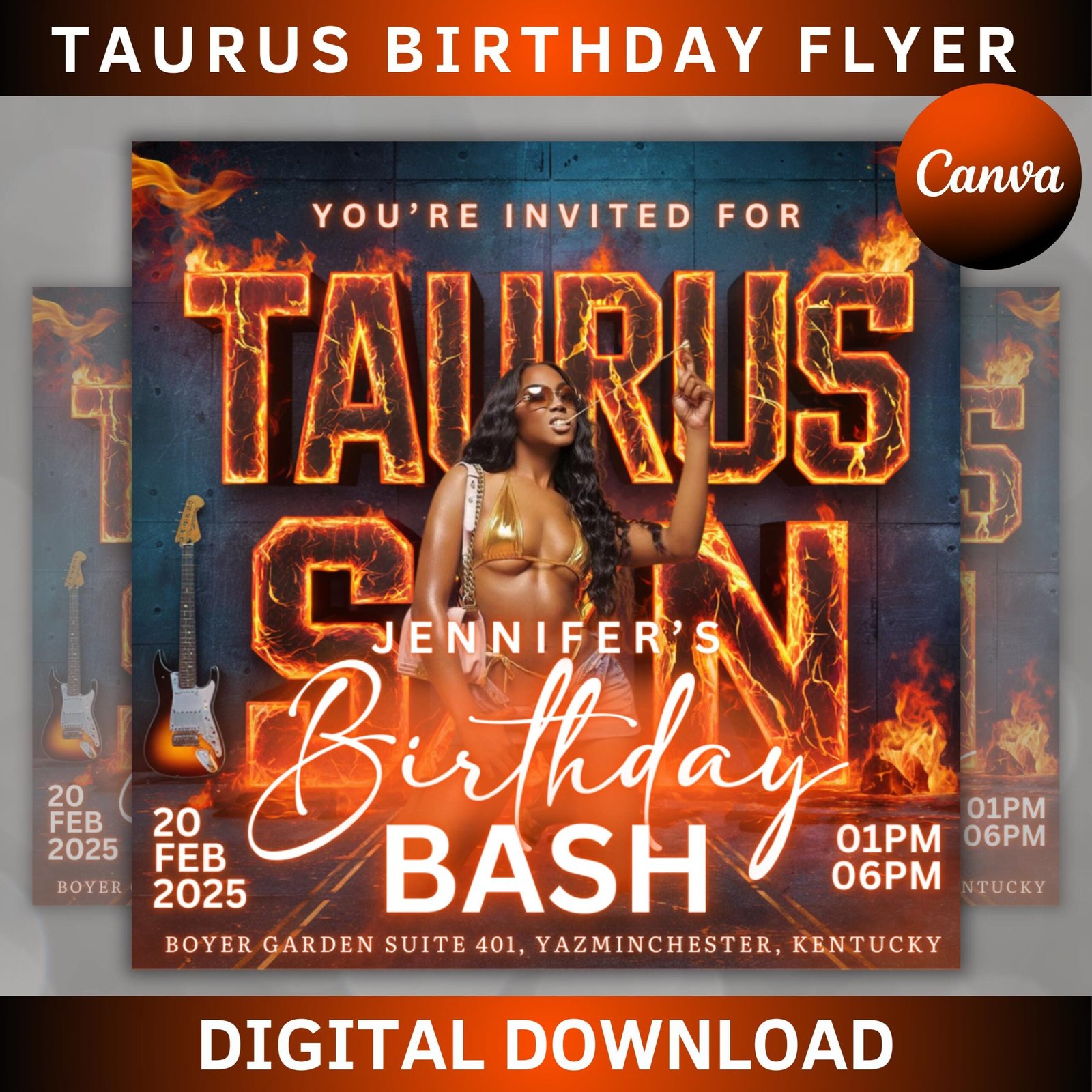 Taurus season party flyer, birthday szn flyer, taurus invitation flyer, taurus birthday event, social media flyer, premade flyer template