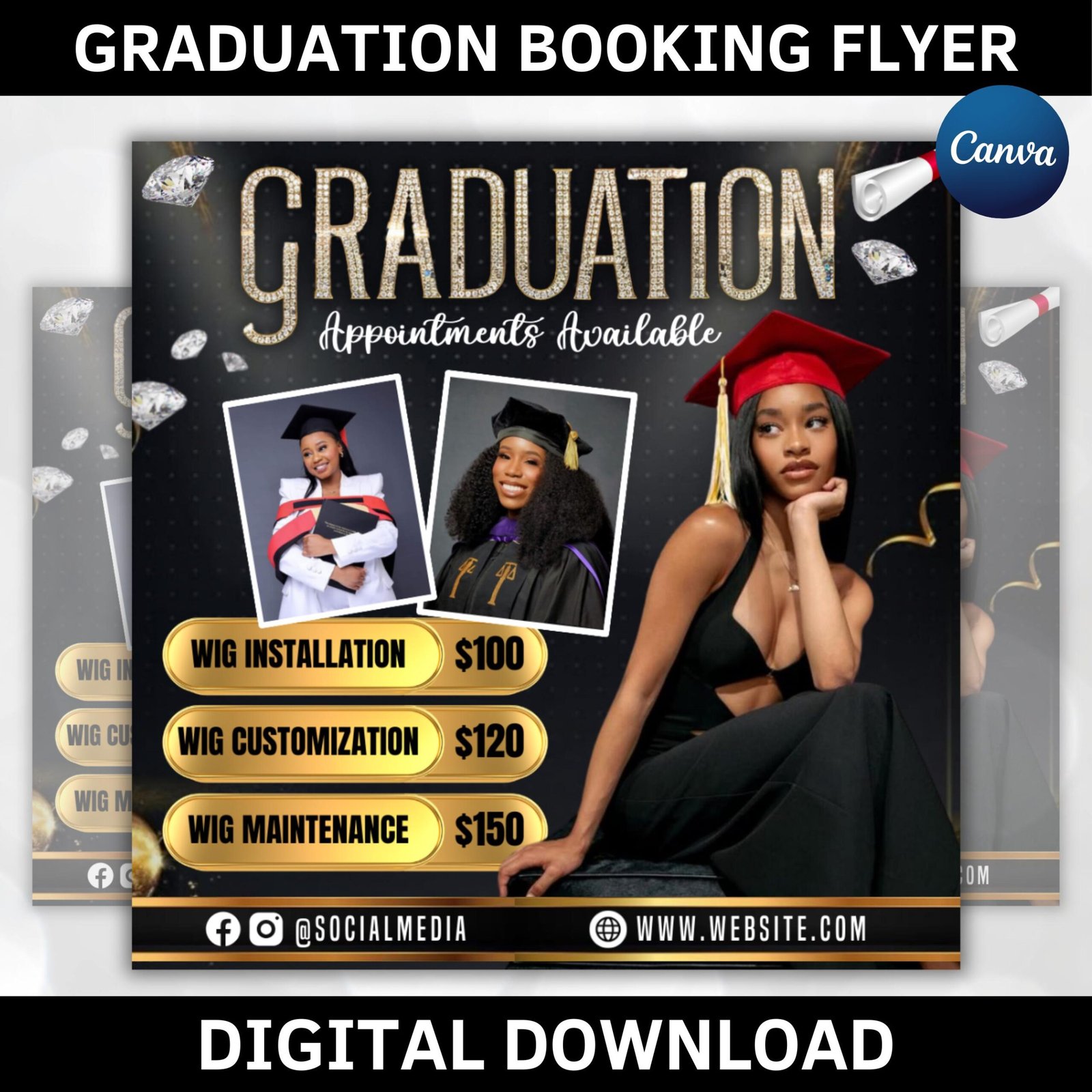 Graduation booking flyer, graduation special flyer, graduation deals, grad books open, graduation nail booking flyer, hair, lash tech flyer