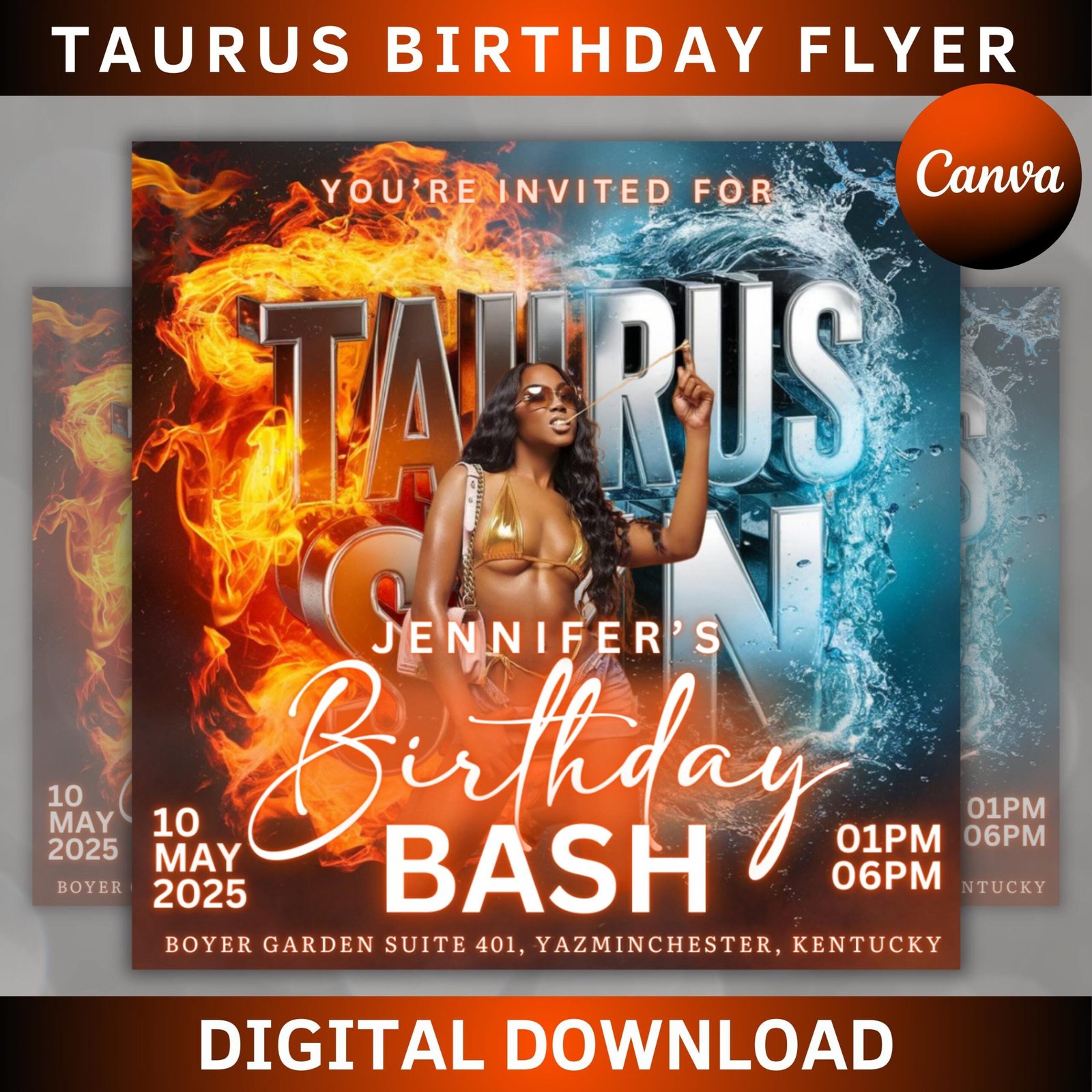 Taurus season party flyer, birthday szn flyer, taurus invitation flyer, taurus birthday event, social media flyer, premade flyer template
