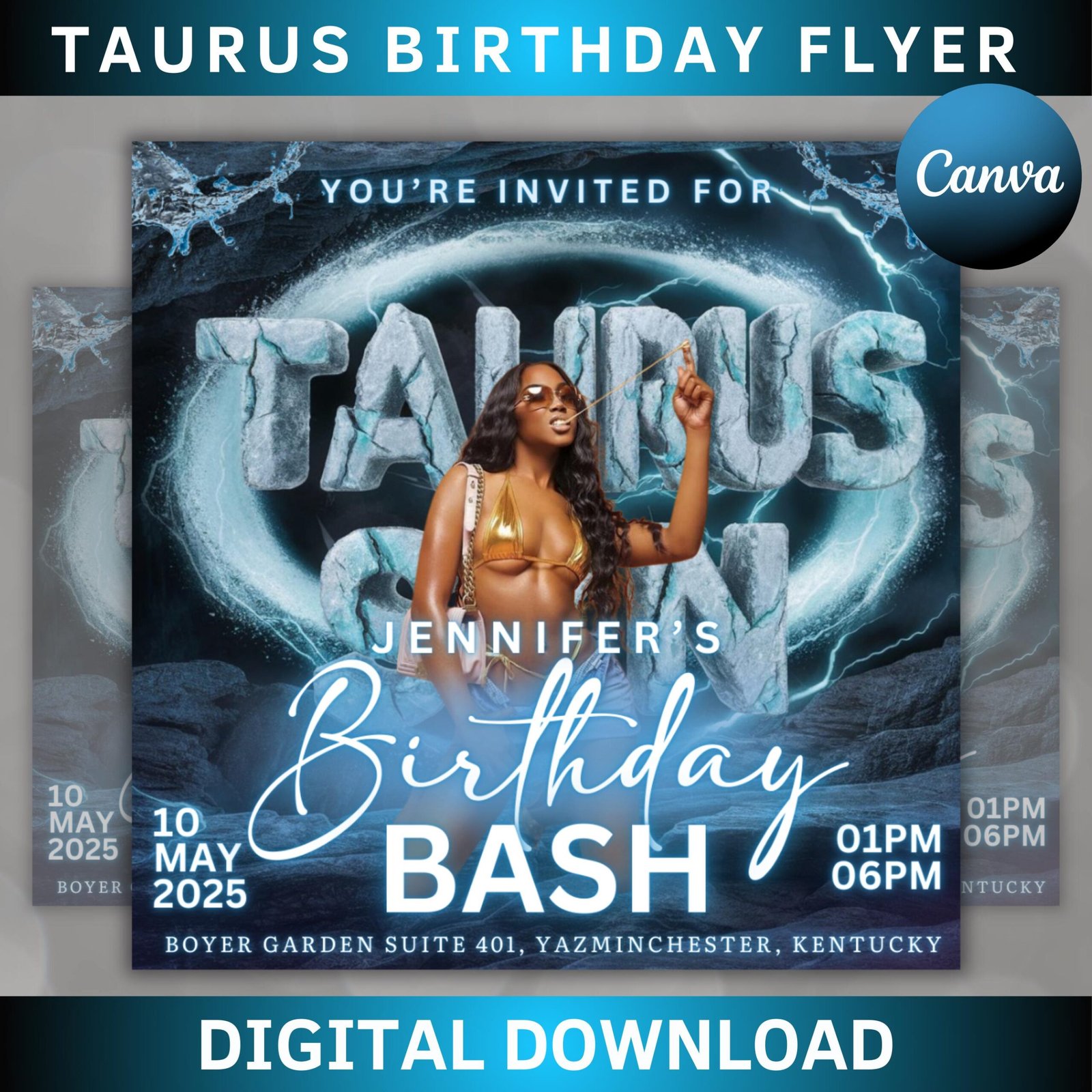 Taurus season party flyer, birthday szn flyer, taurus invitation flyer, taurus birthday event, social media flyer, premade flyer template
