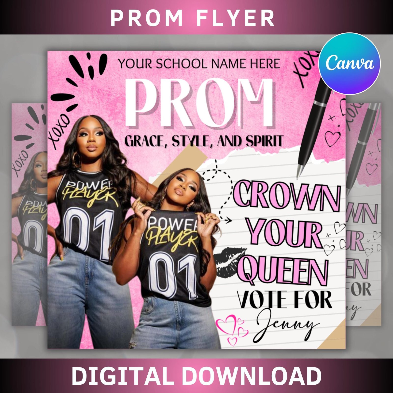 Prom invitation flyer, prom event flyer, prom invitation, prom event poster, prom party invite, prom celebration, party flyer template