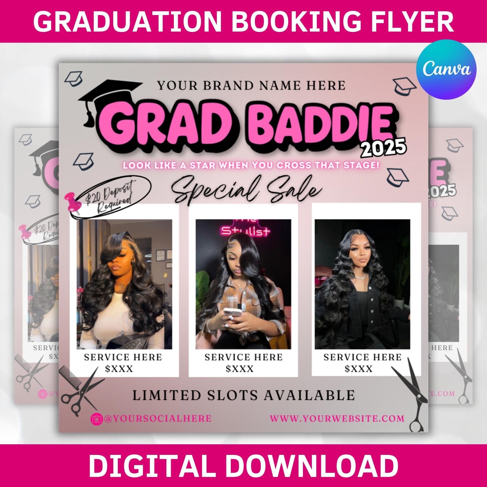 Graduation Booking Flyer, Graduation Special Flyer, Graduation Deals, Grad Books Open, Graduation Nail booking flyer, Hair, Lash Tech Flyer