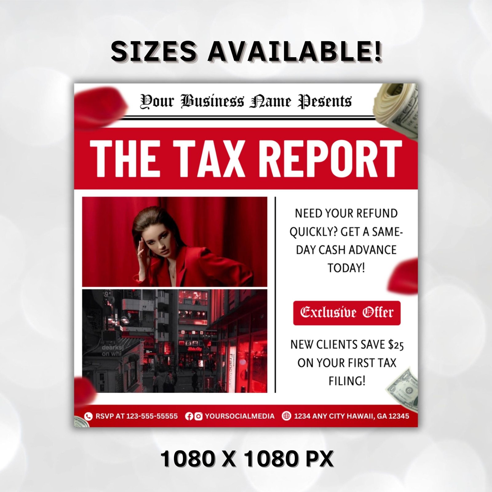 Tax Prep Flyer, Tax Prep Instagram, Tax Flyer Template, Preparation Flyers, Tax Prep Templates, Tax Preparation Post - Image 3